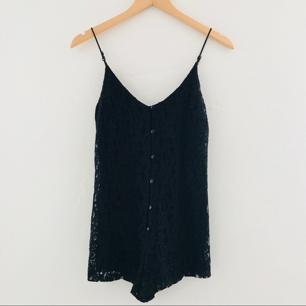 NWT Black Lace Button Up Romper - Picture 2 of 7